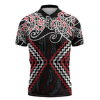 Red Aotearoa Tukutuku Manawa Tapu Zipper Polo Shirt Ta Moko Toi Maori - Aussie Hoodie