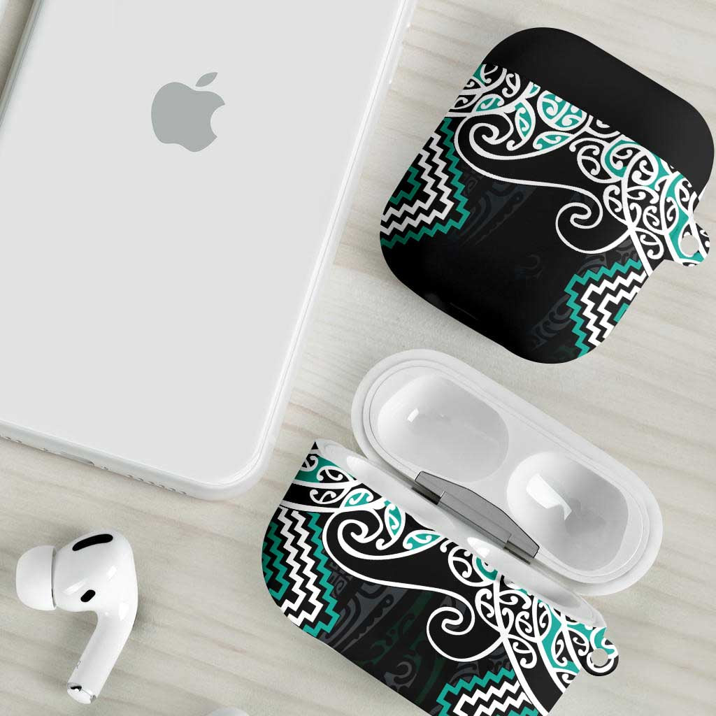 Turquoise Aotearoa Tukutuku Manawa Tapu AirPods Case Ta Moko Toi Maori - Aussie Hoodie