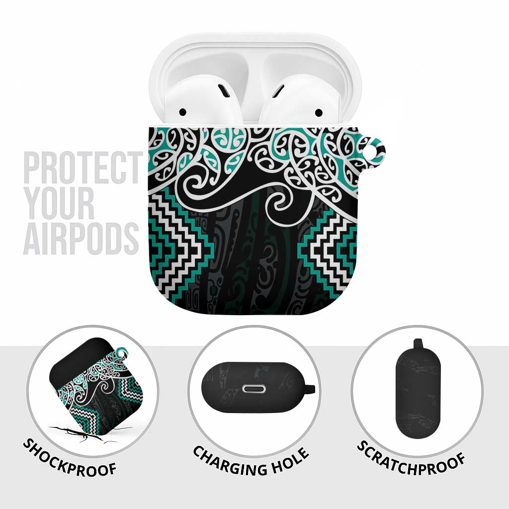 Turquoise Aotearoa Tukutuku Manawa Tapu AirPods Case Ta Moko Toi Maori - Aussie Hoodie