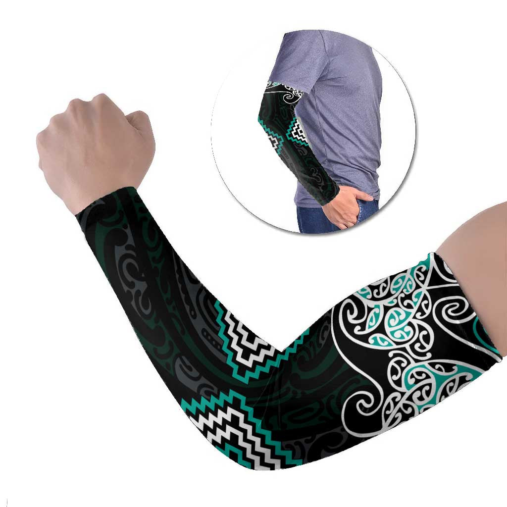 Turquoise Aotearoa Tukutuku Manawa Tapu Arm Sleeves Ta Moko Toi Maori - Aussie Hoodie