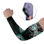 Turquoise Aotearoa Tukutuku Manawa Tapu Arm Sleeves Ta Moko Toi Maori - Aussie Hoodie