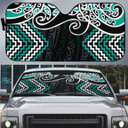 Turquoise Aotearoa Tukutuku Manawa Tapu Auto Sun Shade Ta Moko Toi Maori - Aussie Hoodie