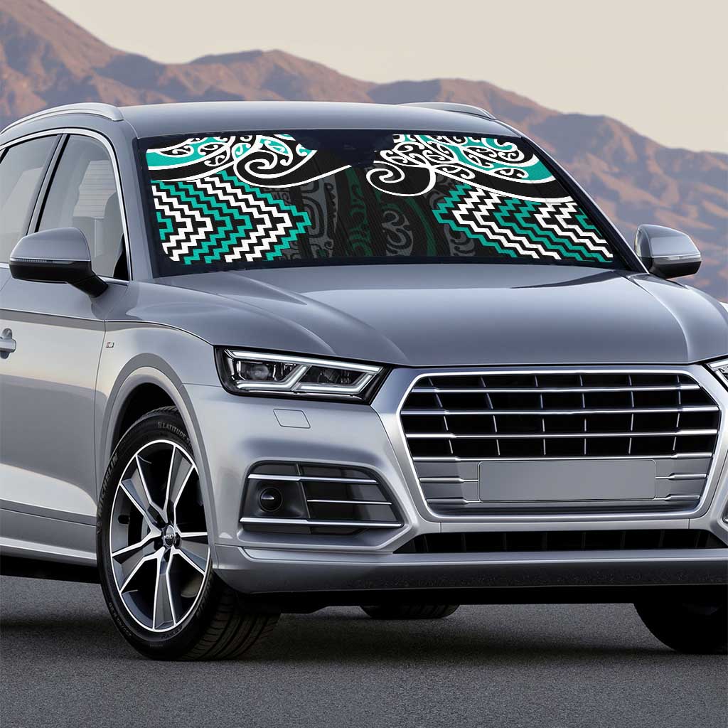 Turquoise Aotearoa Tukutuku Manawa Tapu Auto Sun Shade Ta Moko Toi Maori - Aussie Hoodie