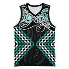 Turquoise Aotearoa Tukutuku Manawa Tapu Basketball Jersey Ta Moko Toi Maori - Aussie Hoodie