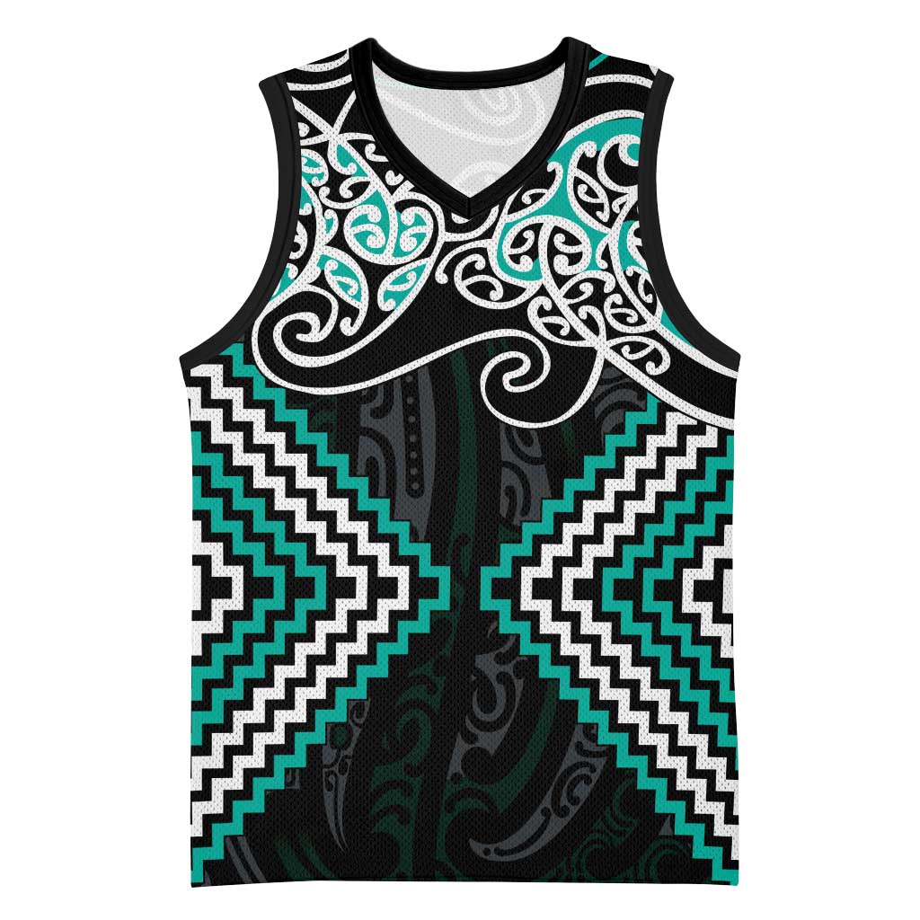 Turquoise Aotearoa Tukutuku Manawa Tapu Basketball Jersey Ta Moko Toi Maori - Aussie Hoodie