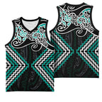 Turquoise Aotearoa Tukutuku Manawa Tapu Basketball Jersey Ta Moko Toi Maori - Aussie Hoodie
