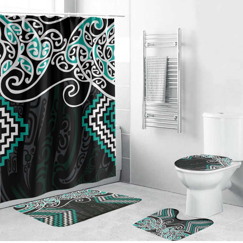 Turquoise Aotearoa Tukutuku Manawa Tapu Bathroom Set Ta Moko Toi Maori - Aussie Hoodie