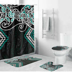Turquoise Aotearoa Tukutuku Manawa Tapu Bathroom Set Ta Moko Toi Maori - Aussie Hoodie