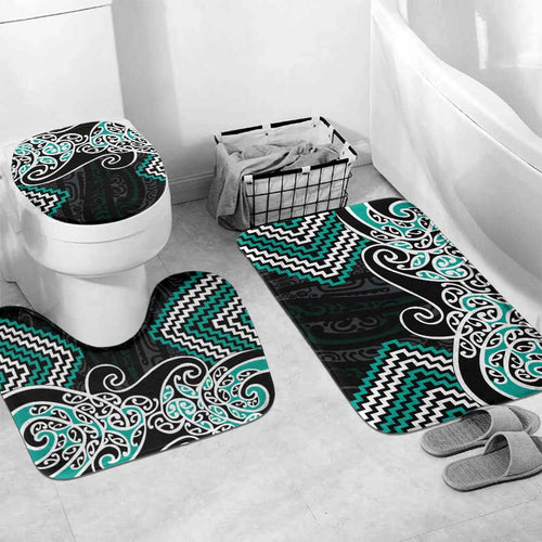 Turquoise Aotearoa Tukutuku Manawa Tapu Bathroom Set Ta Moko Toi Maori - Aussie Hoodie