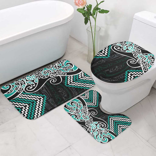 Turquoise Aotearoa Tukutuku Manawa Tapu Bathroom Set Ta Moko Toi Maori - Aussie Hoodie