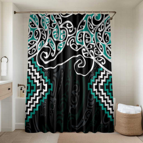 Turquoise Aotearoa Tukutuku Manawa Tapu Bathroom Set Ta Moko Toi Maori - Aussie Hoodie