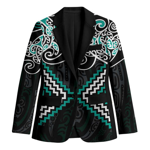 Turquoise Aotearoa Tukutuku Manawa Tapu Blazer Ta Moko Toi Maori - Aussie Hoodie