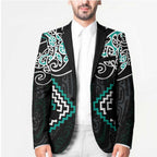 Turquoise Aotearoa Tukutuku Manawa Tapu Blazer Ta Moko Toi Maori - Aussie Hoodie