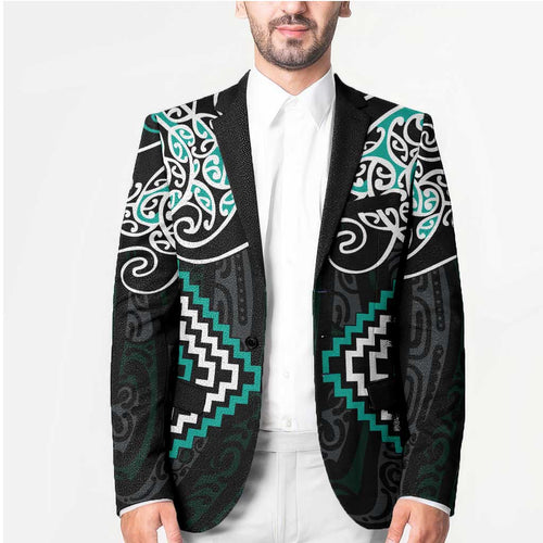 Turquoise Aotearoa Tukutuku Manawa Tapu Blazer Ta Moko Toi Maori - Aussie Hoodie