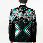Turquoise Aotearoa Tukutuku Manawa Tapu Blazer Ta Moko Toi Maori - Aussie Hoodie