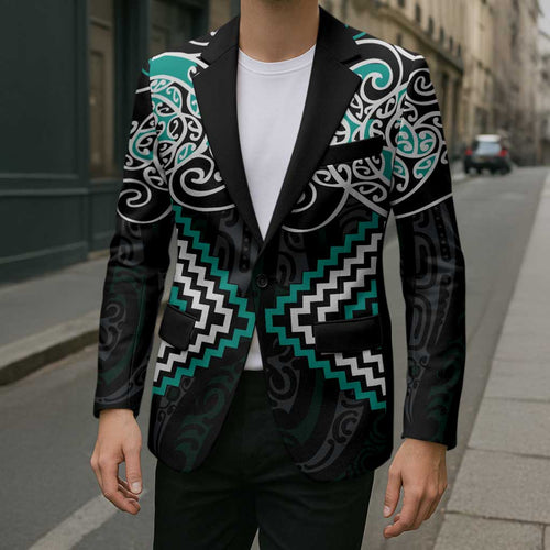 Turquoise Aotearoa Tukutuku Manawa Tapu Blazer Ta Moko Toi Maori - Aussie Hoodie