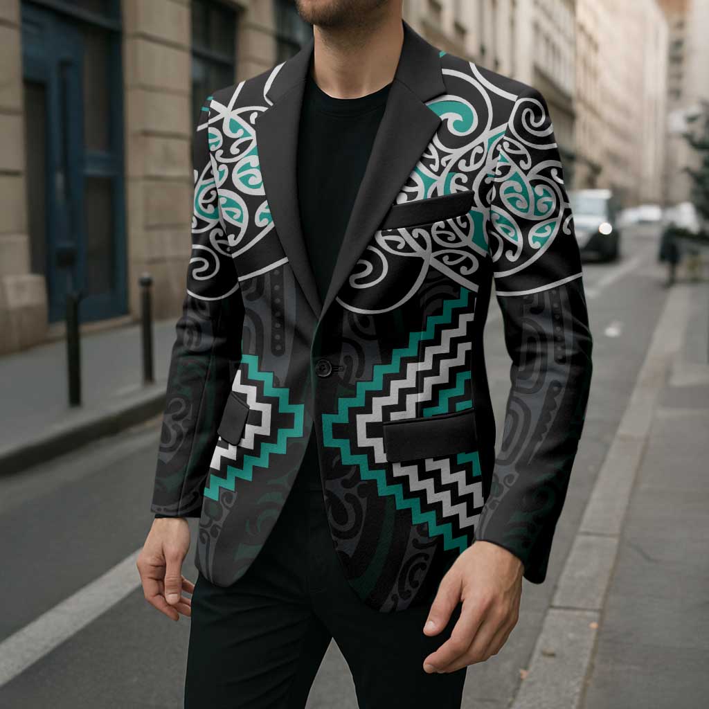 Turquoise Aotearoa Tukutuku Manawa Tapu Blazer Ta Moko Toi Maori - Aussie Hoodie