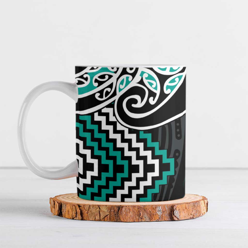 Turquoise Aotearoa Tukutuku Manawa Tapu Ceramic Mug Ta Moko Toi Maori - Aussie Hoodie