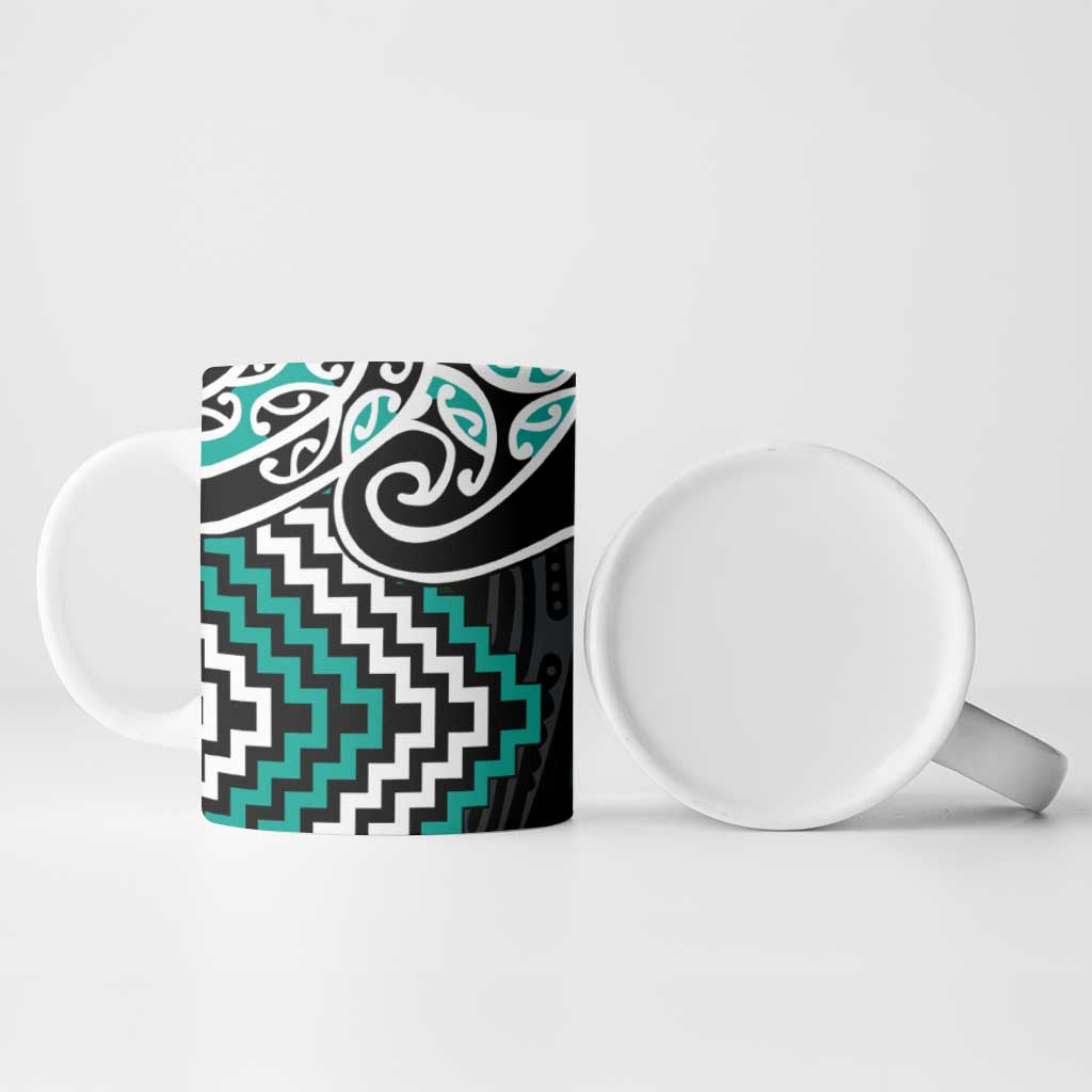 Turquoise Aotearoa Tukutuku Manawa Tapu Ceramic Mug Ta Moko Toi Maori - Aussie Hoodie