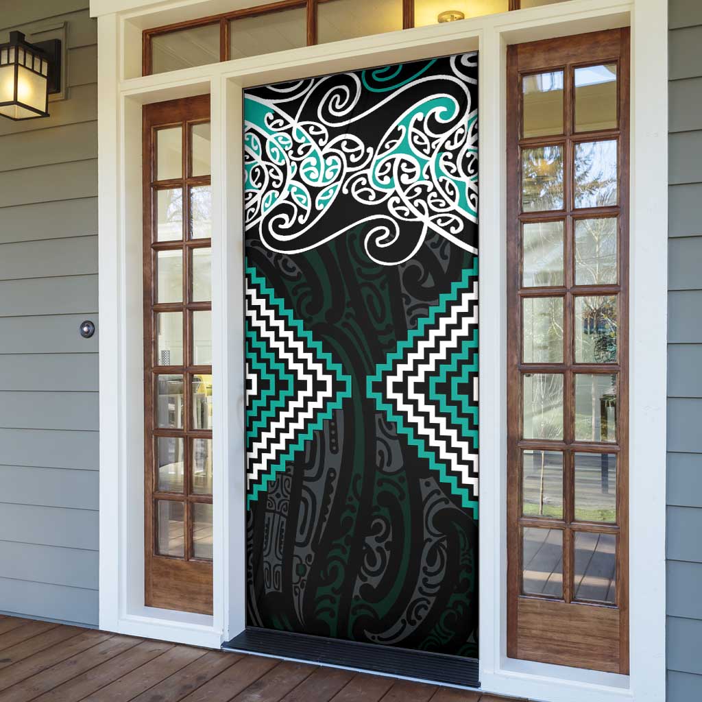 Turquoise Aotearoa Tukutuku Manawa Tapu Door Cover Ta Moko Toi Maori - Aussie Hoodie