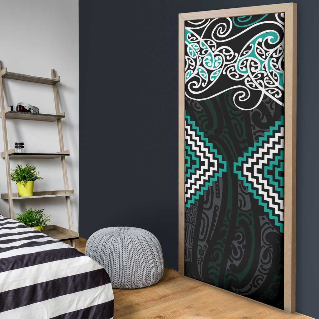 Turquoise Aotearoa Tukutuku Manawa Tapu Door Cover Ta Moko Toi Maori - Aussie Hoodie