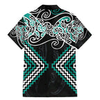 Turquoise Aotearoa Tukutuku Manawa Tapu Family Matching Mermaid Dress and Hawaiian Shirt Ta Moko Toi Maori