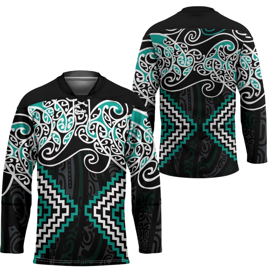 Turquoise Aotearoa Tukutuku Manawa Tapu Hockey Jersey Ta Moko Toi Maori - Aussie Hoodie