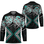 Turquoise Aotearoa Tukutuku Manawa Tapu Hockey Jersey Ta Moko Toi Maori - Aussie Hoodie