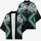 Turquoise Aotearoa Tukutuku Manawa Tapu Kimono Ta Moko Toi Maori - Aussie Hoodie