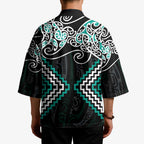 Turquoise Aotearoa Tukutuku Manawa Tapu Kimono Ta Moko Toi Maori - Aussie Hoodie