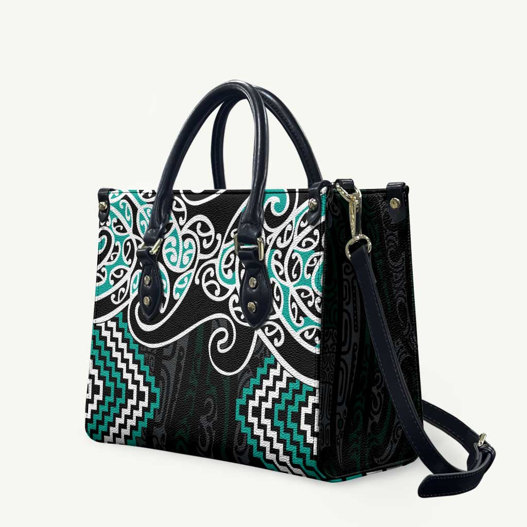 Turquoise Aotearoa Tukutuku Manawa Tapu Leather Bag Ta Moko Toi Maori - Aussie Hoodie