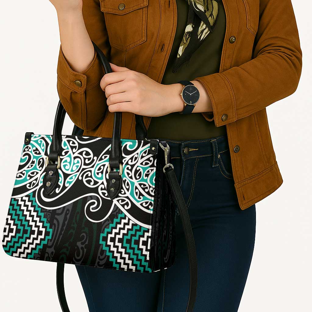 Turquoise Aotearoa Tukutuku Manawa Tapu Leather Bag Ta Moko Toi Maori - Aussie Hoodie