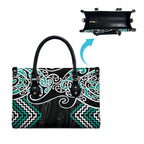 Turquoise Aotearoa Tukutuku Manawa Tapu Leather Bag Ta Moko Toi Maori - Aussie Hoodie