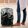 Turquoise Aotearoa Tukutuku Manawa Tapu Luggage Cover Ta Moko Toi Maori