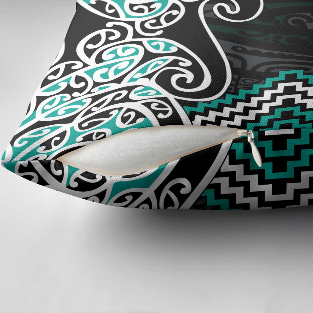 Turquoise Aotearoa Tukutuku Manawa Tapu Pillow Cover Ta Moko Toi Maori - Aussie Hoodie