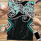 Turquoise Aotearoa Tukutuku Manawa Tapu Puzzle Ta Moko Toi Maori - Aussie Hoodie