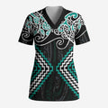 Turquoise Aotearoa Tukutuku Manawa Tapu Scrub Top Ta Moko Toi Maori - Aussie Hoodie