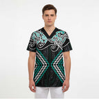 Turquoise Aotearoa Tukutuku Manawa Tapu Scrub Top Ta Moko Toi Maori - Aussie Hoodie