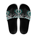 Turquoise Aotearoa Tukutuku Manawa Tapu Slide Sandals Ta Moko Toi Maori - Aussie Hoodie
