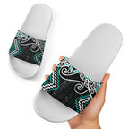 Turquoise Aotearoa Tukutuku Manawa Tapu Slide Sandals Ta Moko Toi Maori - Aussie Hoodie