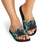 Turquoise Aotearoa Tukutuku Manawa Tapu Slide Sandals Ta Moko Toi Maori - Aussie Hoodie