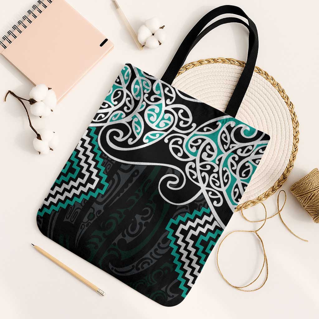 Turquoise Aotearoa Tukutuku Manawa Tapu Tote Bag Ta Moko Toi Maori - Aussie Hoodie