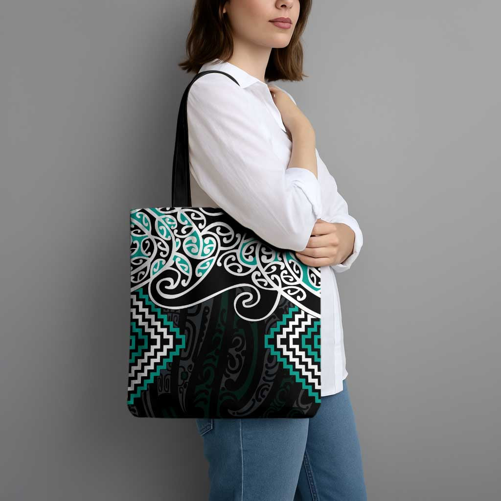 Turquoise Aotearoa Tukutuku Manawa Tapu Tote Bag Ta Moko Toi Maori - Aussie Hoodie