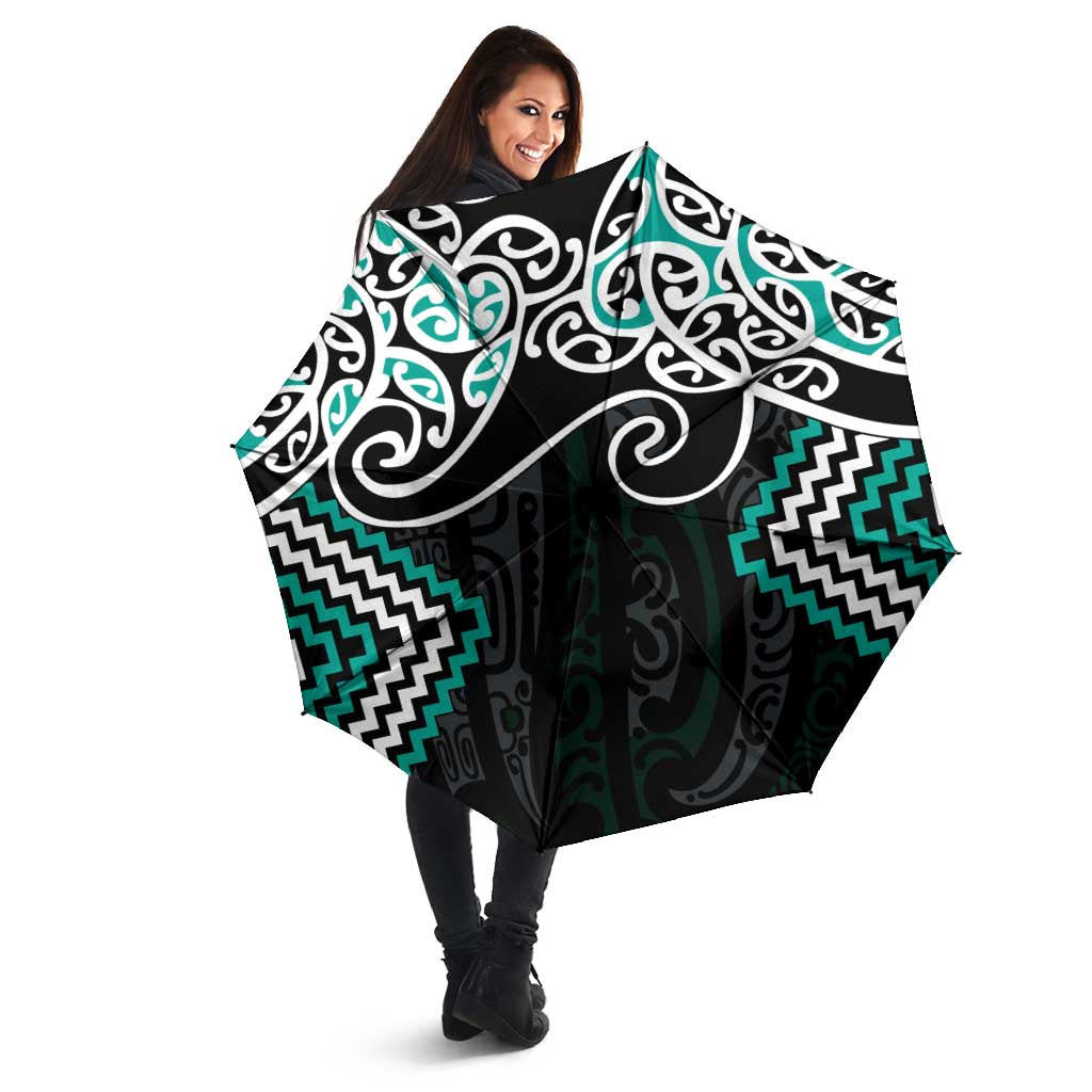 Turquoise Aotearoa Tukutuku Manawa Tapu Umbrella Ta Moko Toi Maori - Aussie Hoodie