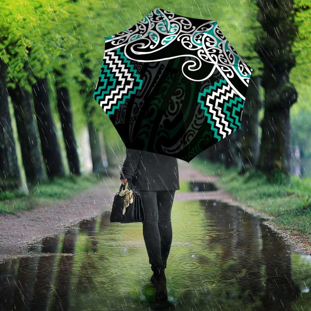 Turquoise Aotearoa Tukutuku Manawa Tapu Umbrella Ta Moko Toi Maori - Aussie Hoodie