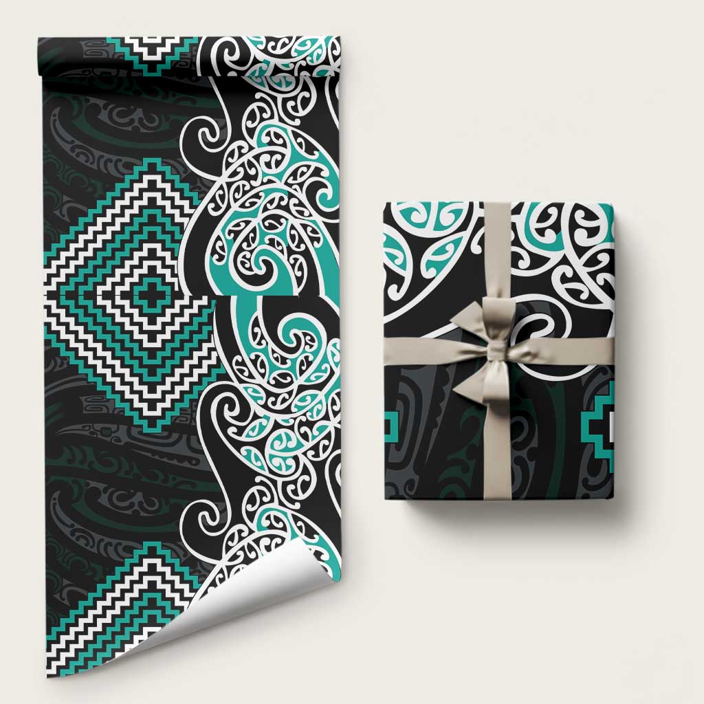 Turquoise Aotearoa Tukutuku Manawa Tapu Wrapping Paper Ta Moko Toi Maori - Aussie Hoodie