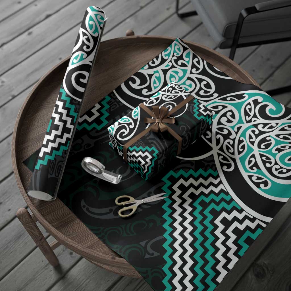 Turquoise Aotearoa Tukutuku Manawa Tapu Wrapping Paper Ta Moko Toi Maori - Aussie Hoodie