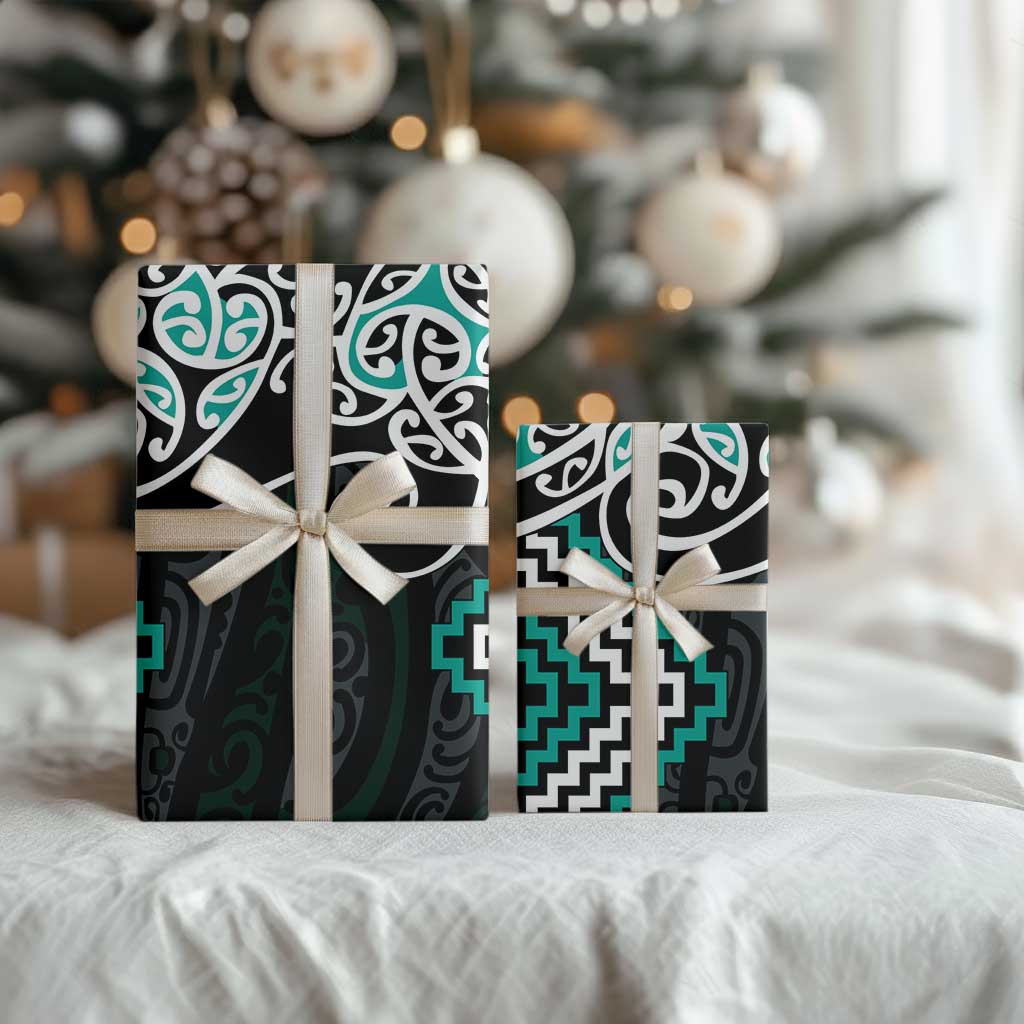 Turquoise Aotearoa Tukutuku Manawa Tapu Wrapping Paper Ta Moko Toi Maori - Aussie Hoodie