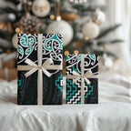 Turquoise Aotearoa Tukutuku Manawa Tapu Wrapping Paper Ta Moko Toi Maori - Aussie Hoodie