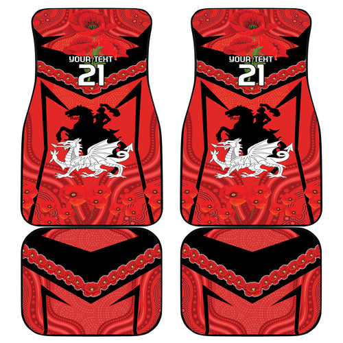 Custom Dragons Rugby ANZAC Car Mats Gallipoli Soldier With Aboriginal Art